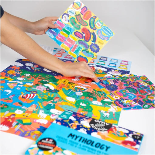 Giant poster for colouring with stickers School Mythology