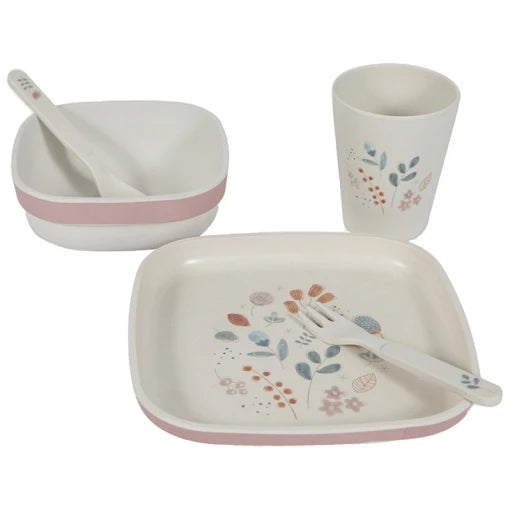 Bamboo kids tableware set pink