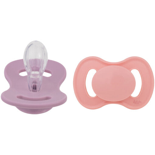 Set of 2 silicone pacifiers Size 2 Pink Coral & Lavender Breeze