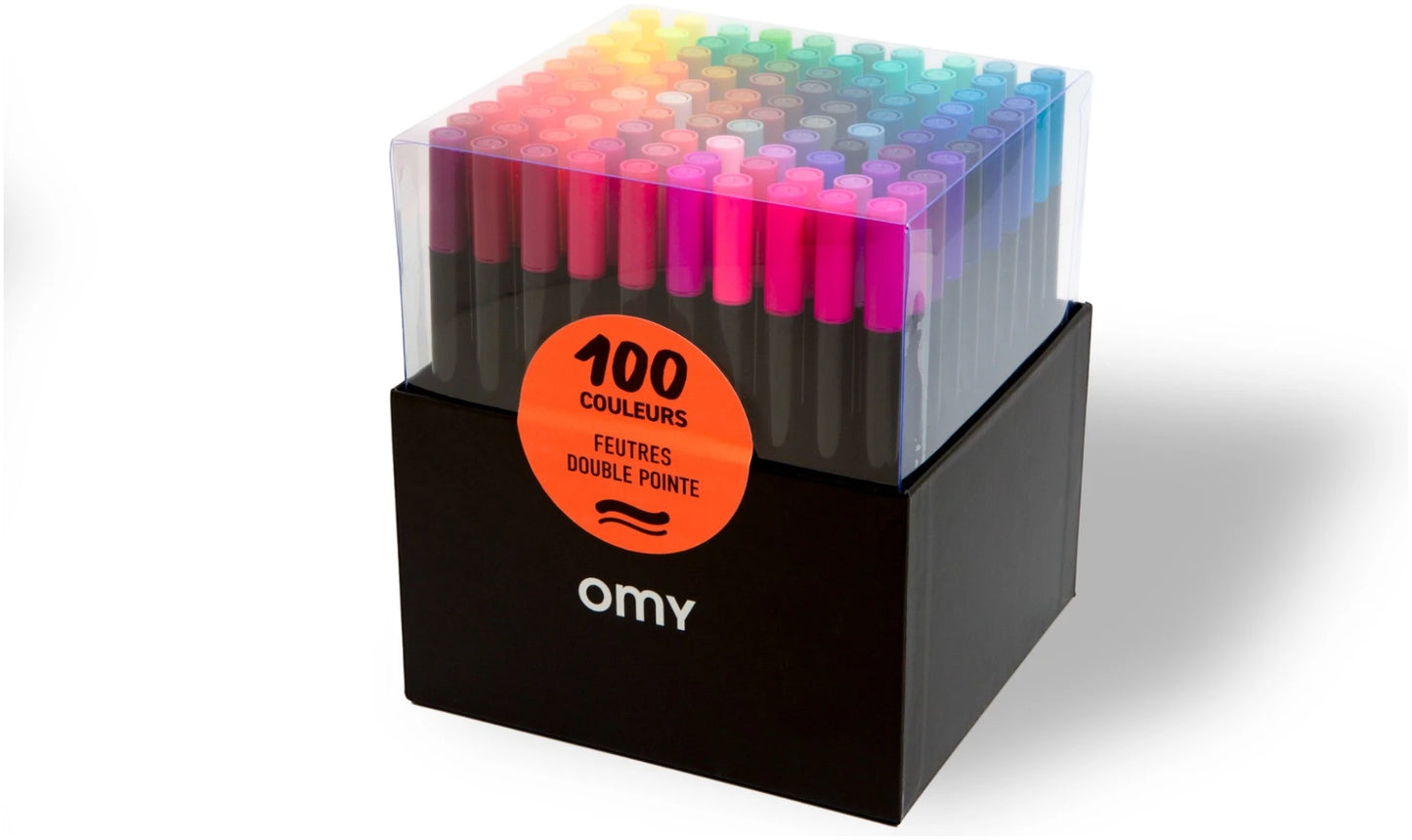 Set of 100 double-sided markers