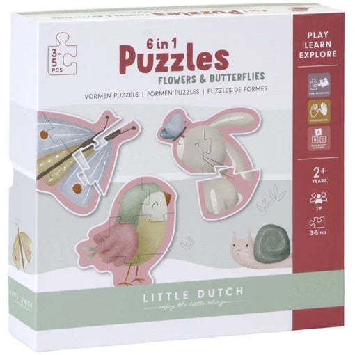 6 in 1 Puzzles Flowers & Butterflies