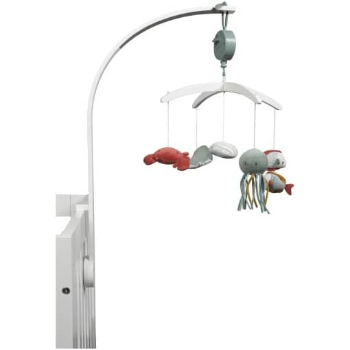 Wooden music mobile Ocean Mint-white arm