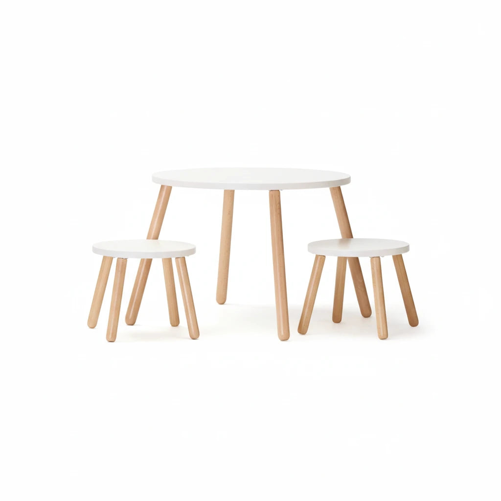 Stool and table set white