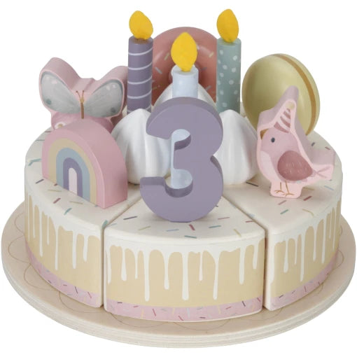 Wooden birthday cake Pink