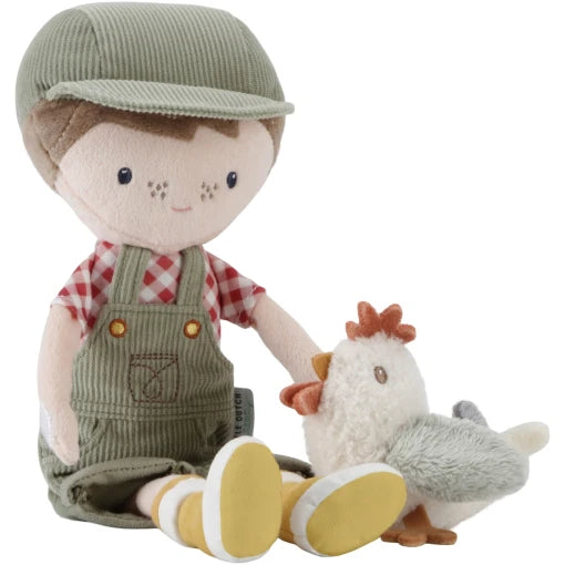 Cuddle doll Farmer Jim with chicken 35cm