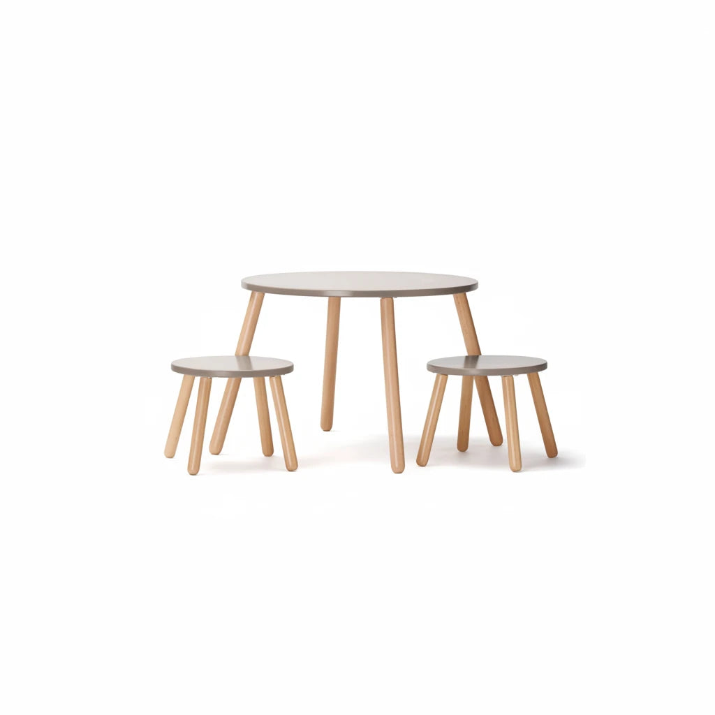 Stool and table set Light brown