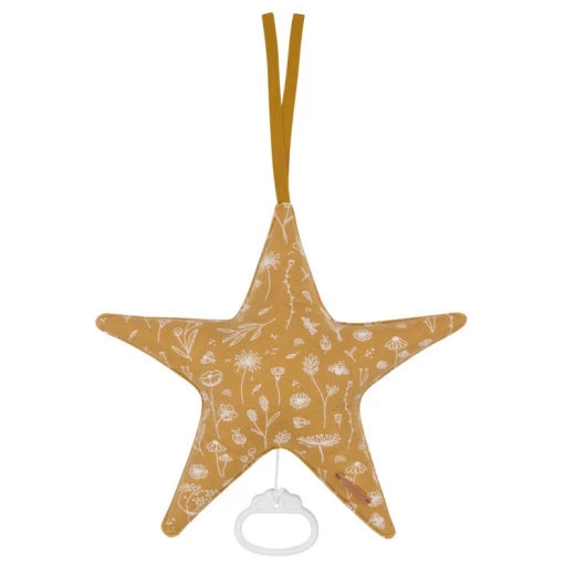 Star-shaped music box Wild Flowers Ochre