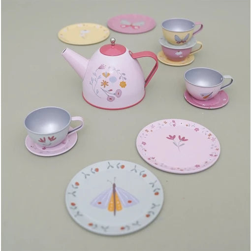 Tin tea set Flowers & Butterflies