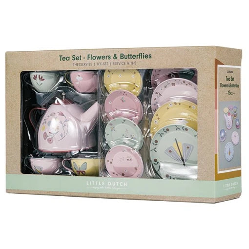 Tin tea set Flowers & Butterflies