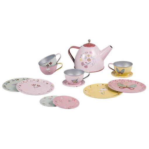 Tin tea set Flowers & Butterflies