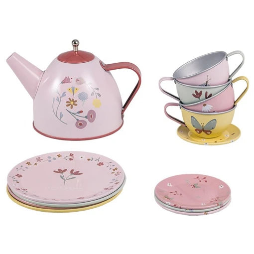 Tin tea set Flowers & Butterflies