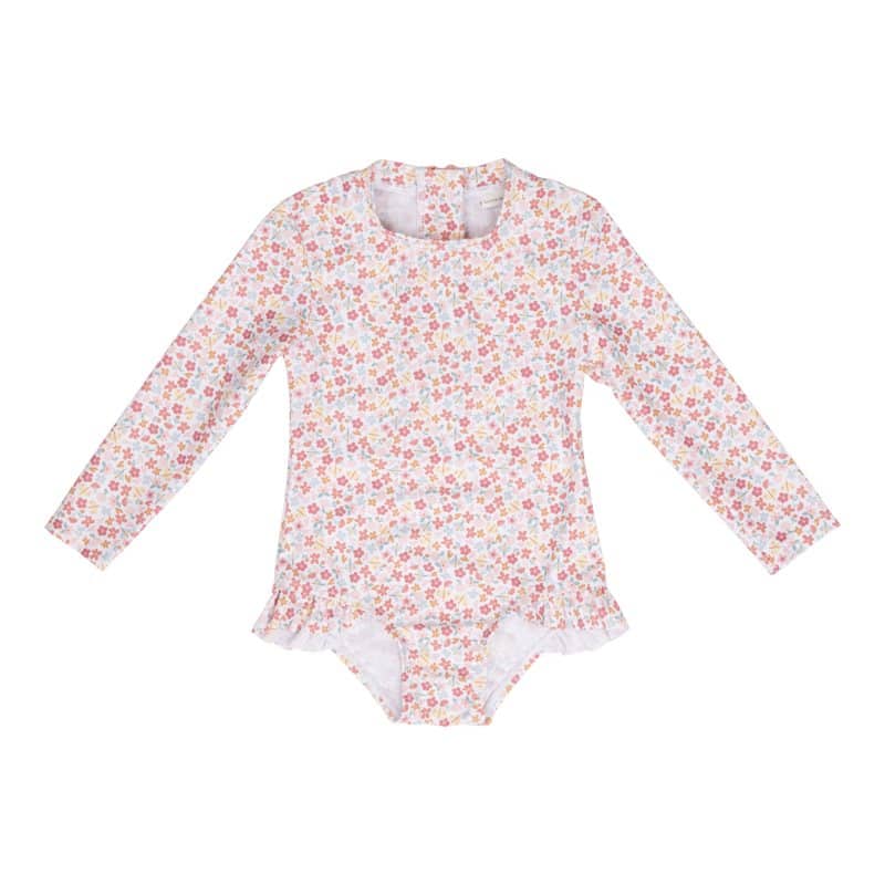 Bathsuit long sleeves ruffles Summer Flowers 3-6mths