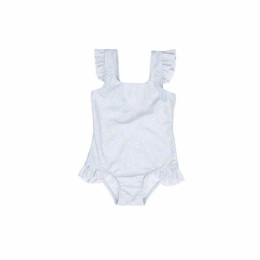Bathsuit ruffles Daisies Blue