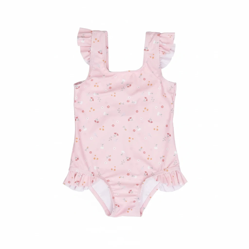 Bathsuit ruffles Little Pink Flowers 3-4yrs