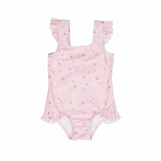 Bathsuit ruffles Little Pink Flowers 3-4yrs
