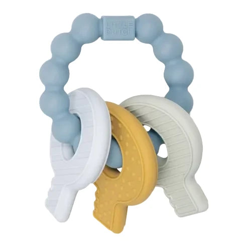 Teething toy keychain blue