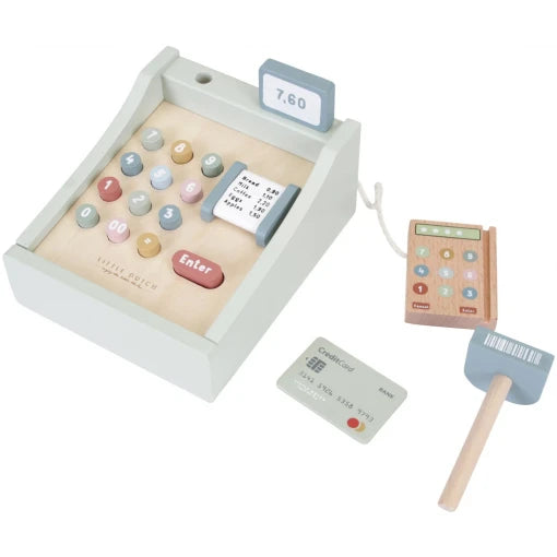 Toy cash register with scanner