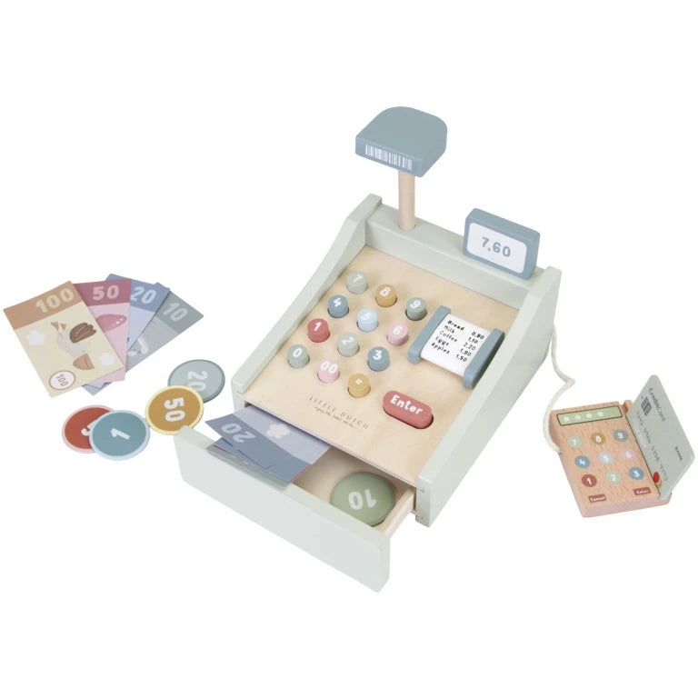 Toy cash register with scanner