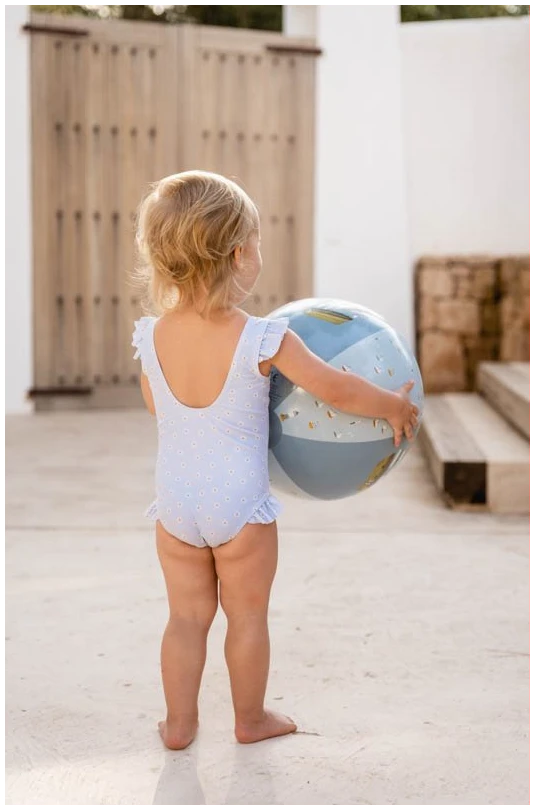Bathsuit ruffles Daisies Blue