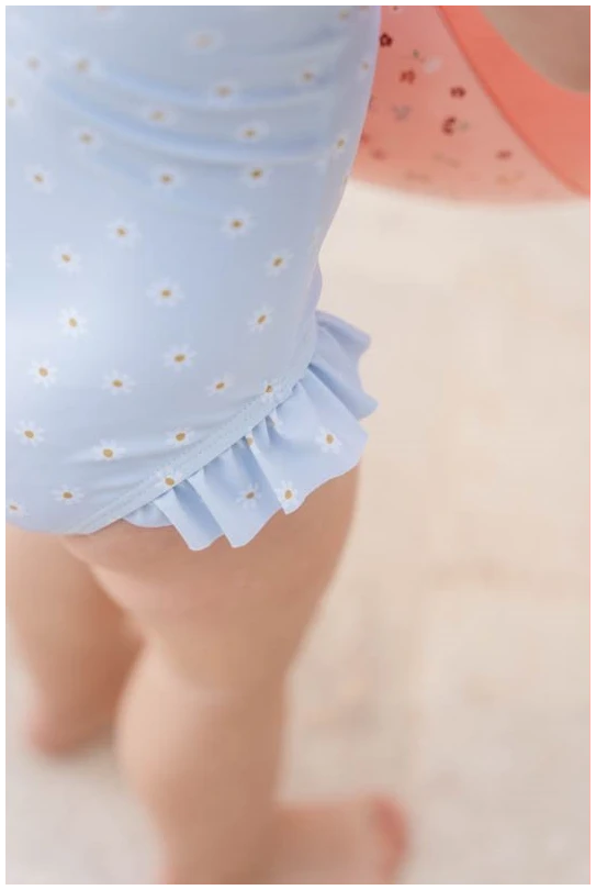 Bathsuit ruffles Daisies Blue