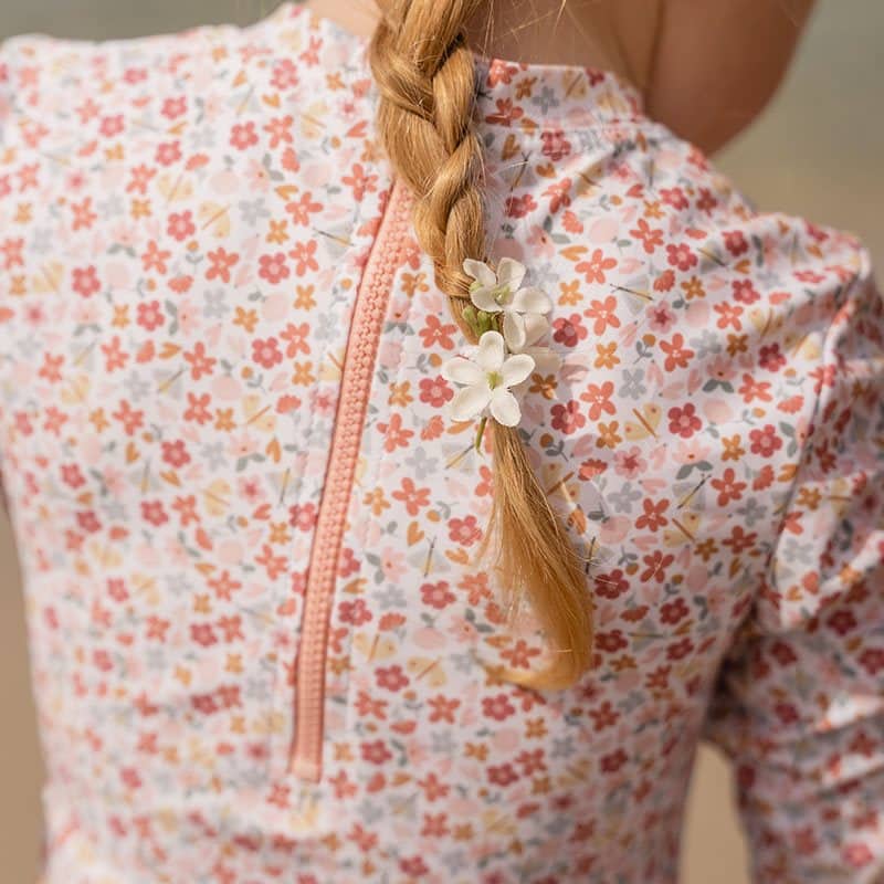 Bathsuit long sleeves ruffles Summer Flowers 3-6mths