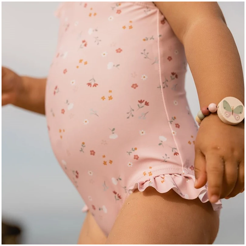Bathsuit ruffles Little Pink Flowers 3-4yrs
