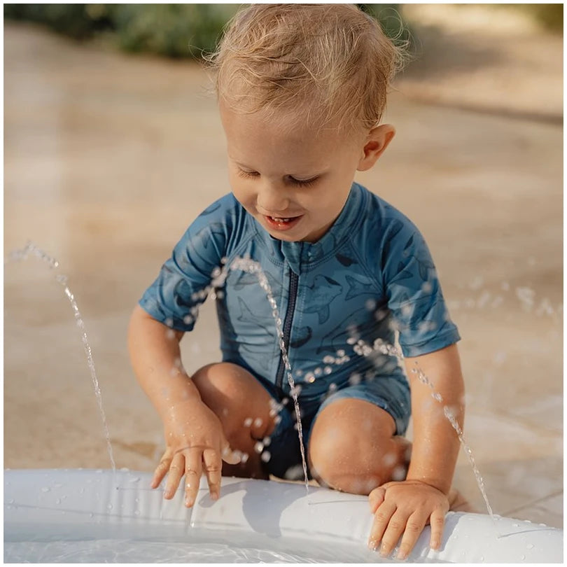 Swimsuit short sleeves Sea Life Blue