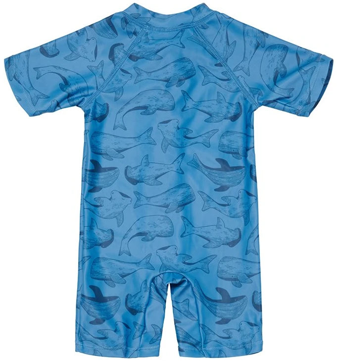 Swimsuit short sleeves Sea Life Blue