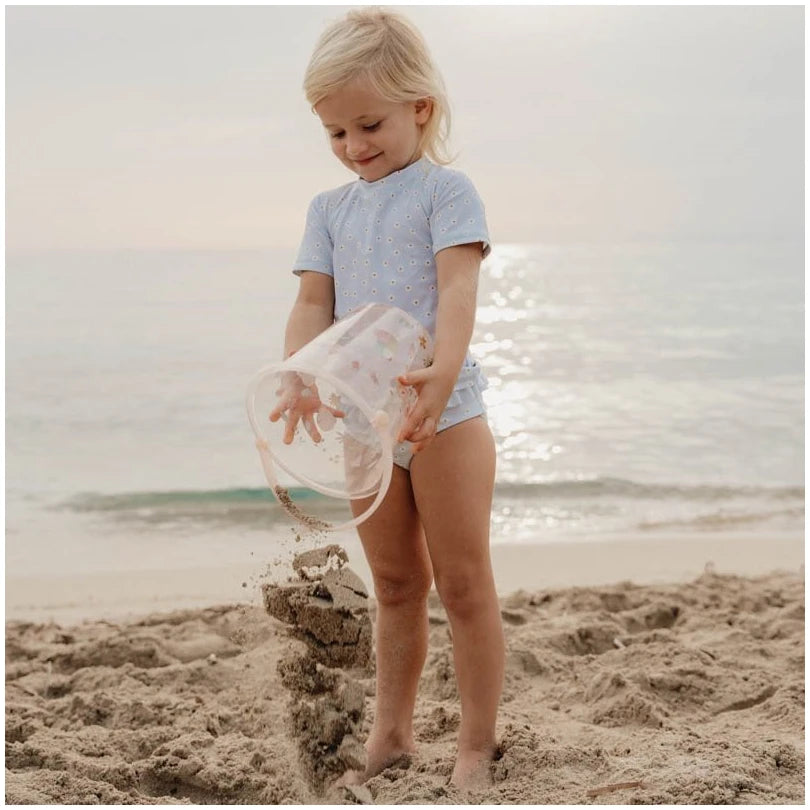 Shell Bucket Flowers & Butterflies