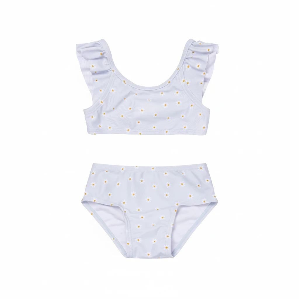 Flounce bikini set Daisies Blue