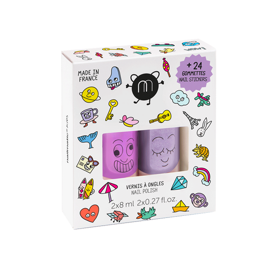 Set of 2 nail polishes with nail stickers (Marshi-Piglou) Jellyfishkids