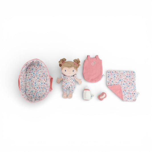Baby doll in basket Rosa 30 cm Jellyfishkids