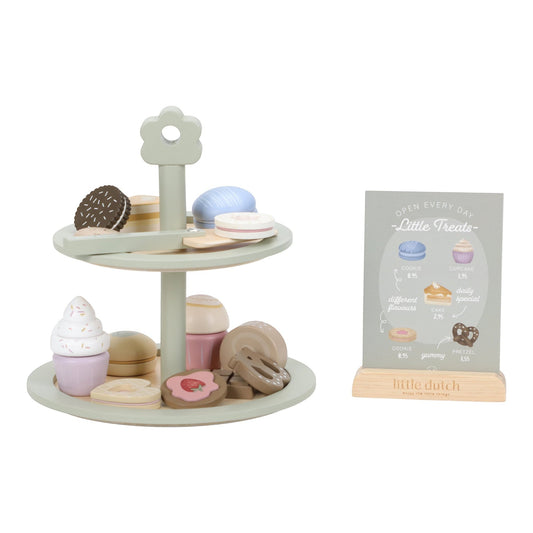 Wooden two-tiered dessert platter Jellyfishkids