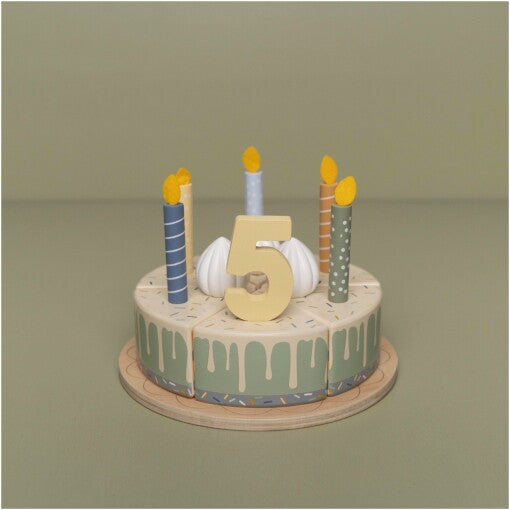 Wooden birthday cake Blue