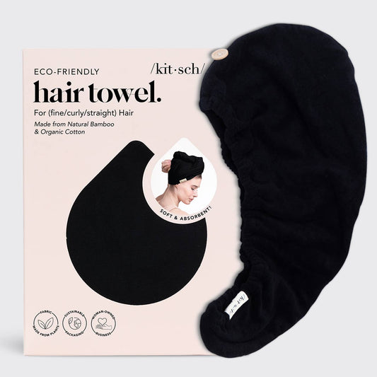 Quick Dry Hair Towel - Eco Black Jellyfishkids
