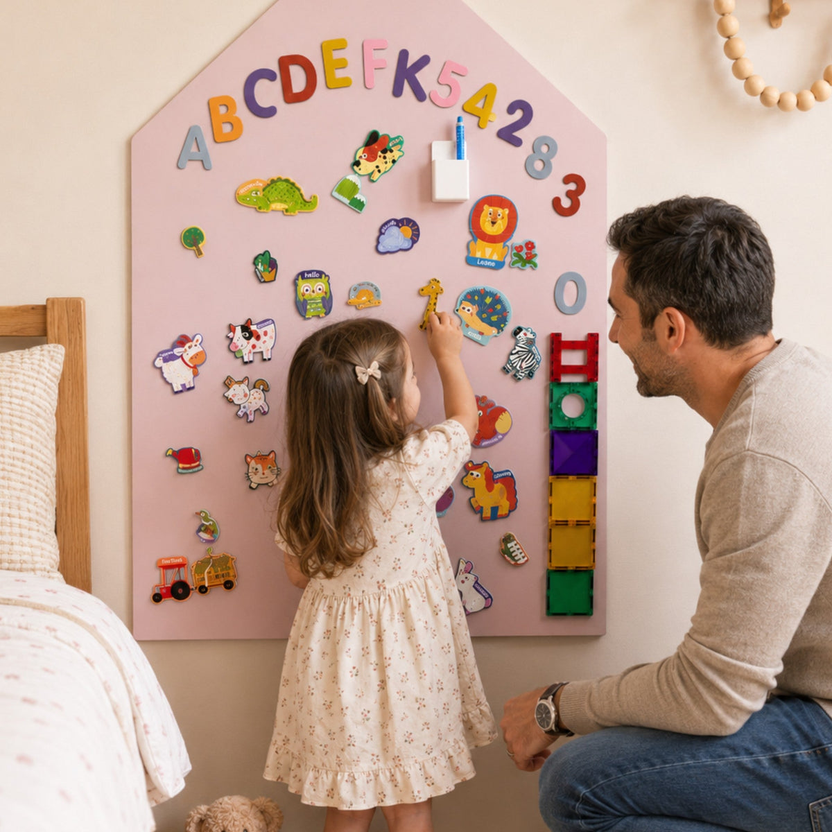 MagneKids™ Magnetic Wall Decal - House - Pink - Jellyfishkids
