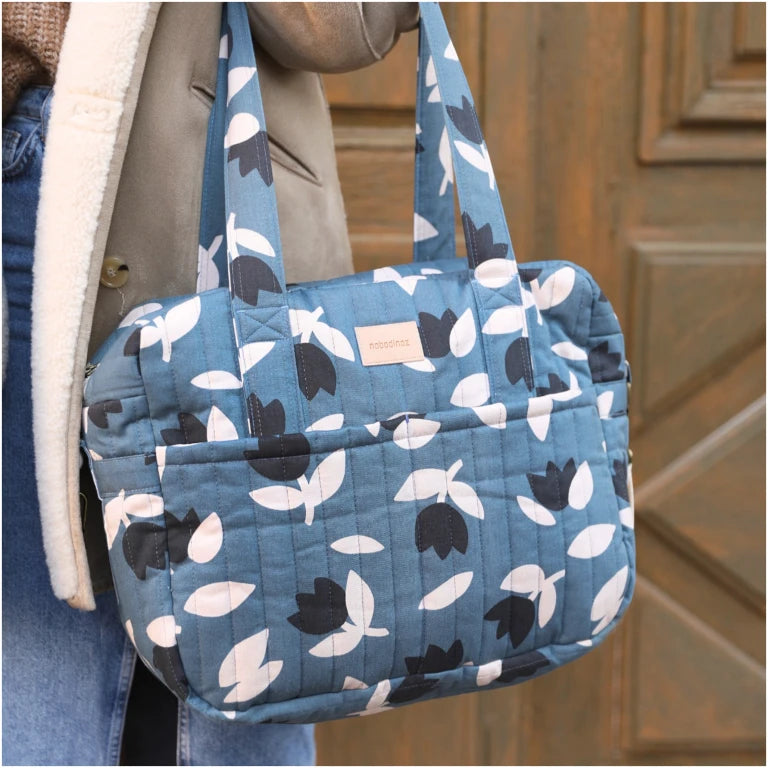 HYDE PARK-Waterproof stroller bag- Blue black tulips