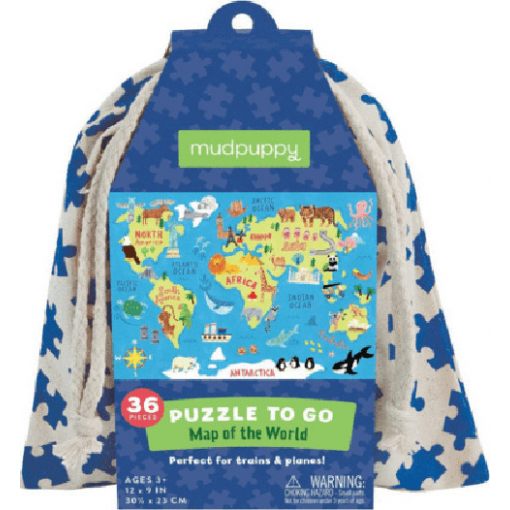 Map of the world puzzle to go in Fabric Travel Bag