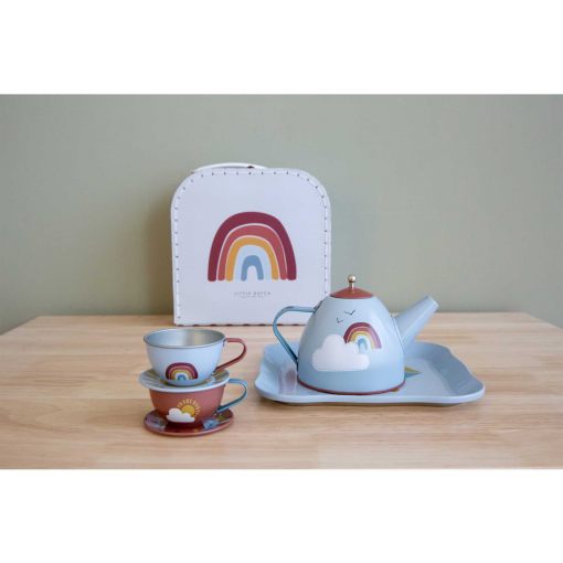 Tea Set in basket Rainbow
