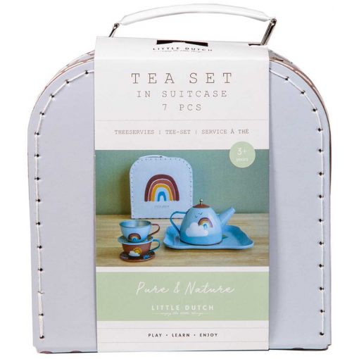 Tea Set in basket Rainbow