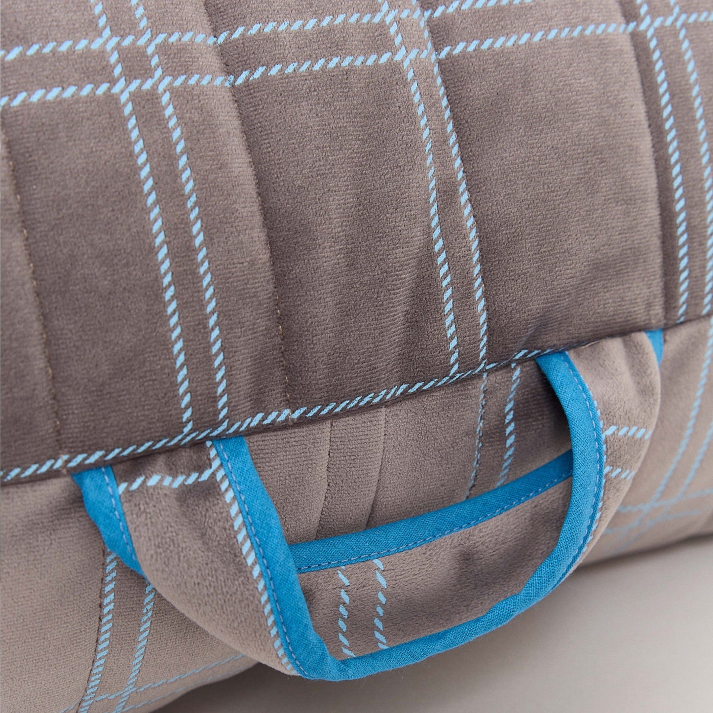 OASIS Long bean bag - Eco Velvet Grey blue windowpane