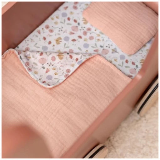 Wooden doll stroller pink