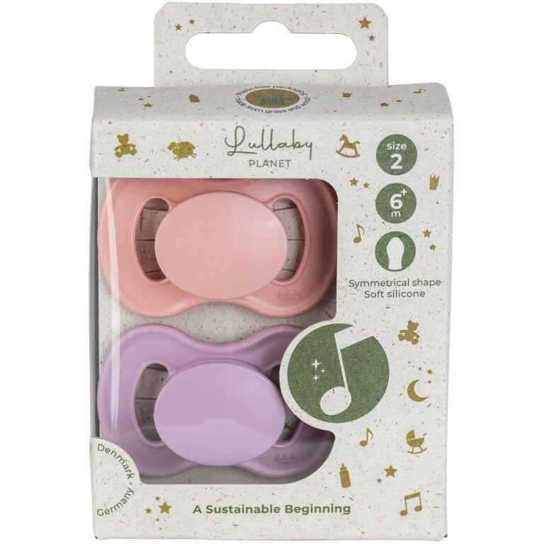 Set of 2 silicone pacifiers Size 2 Pink Coral & Lavender Breeze