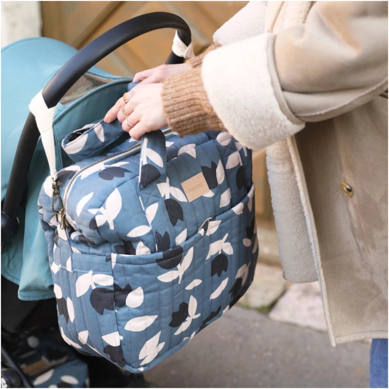 HYDE PARK-Waterproof stroller bag- Blue black tulips