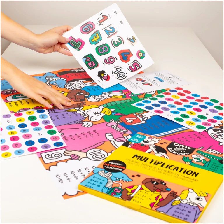 Giant poster for painting with stickers School Multiplications