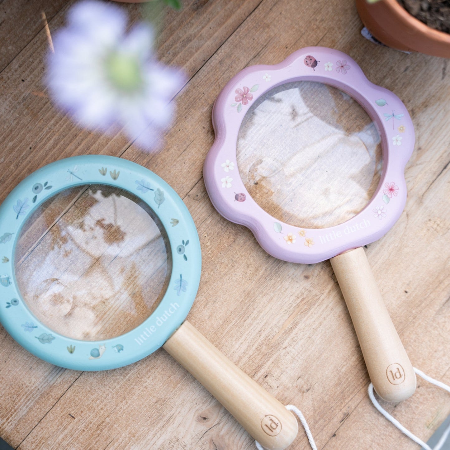 Wooden magnifying glass pink