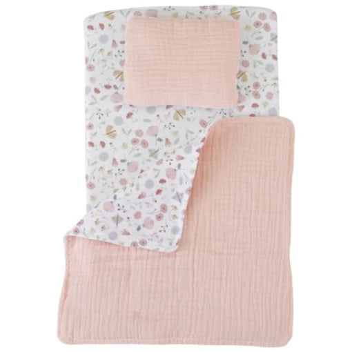 Wooden doll stroller pink