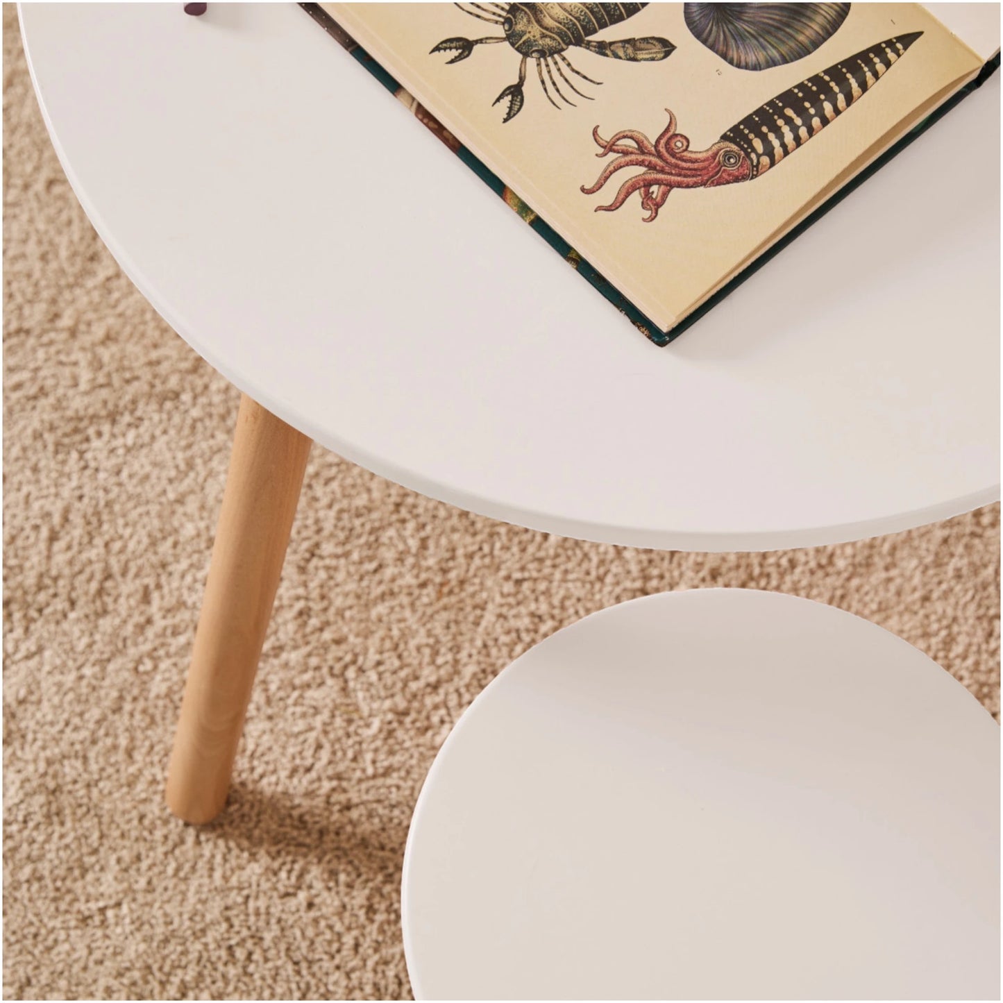 Stool and table set white