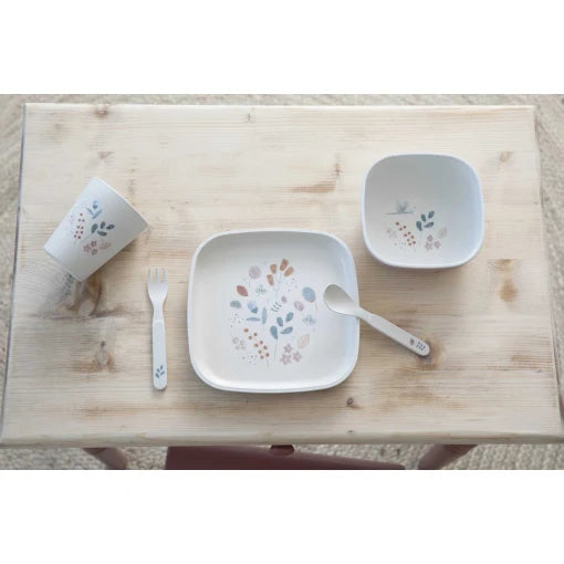 Bamboo kids tableware set pink