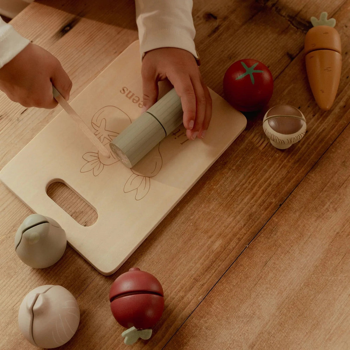 Wooden cutting Vegetables with board